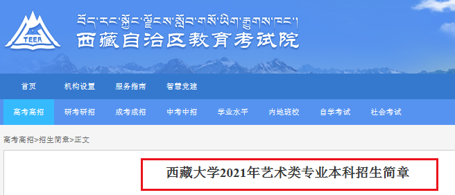 2021年西藏大學藝術(shù)類專業(yè)本科招生簡章