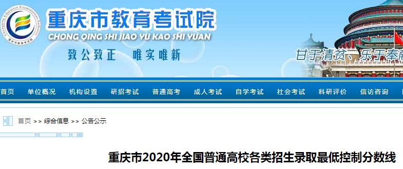 2020年重慶市藝術(shù)類錄取分?jǐn)?shù)線公布