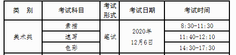 2021年廣西普通高校招生美術(shù)類專業(yè)考試時間：2020年12月6日