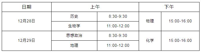 2019年湖北黃石普通高中學業(yè)水平合格性考試時間：12月28日-29日