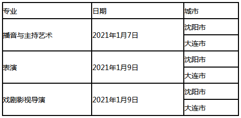 2021年遼寧普通高等學(xué)校招生戲劇與影視學(xué)類專業(yè)統(tǒng)考(面試)新增考點考試時間安排