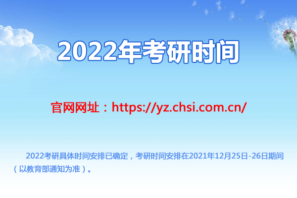 考研時間2022具體時間安排（2021年12月25日-26日）