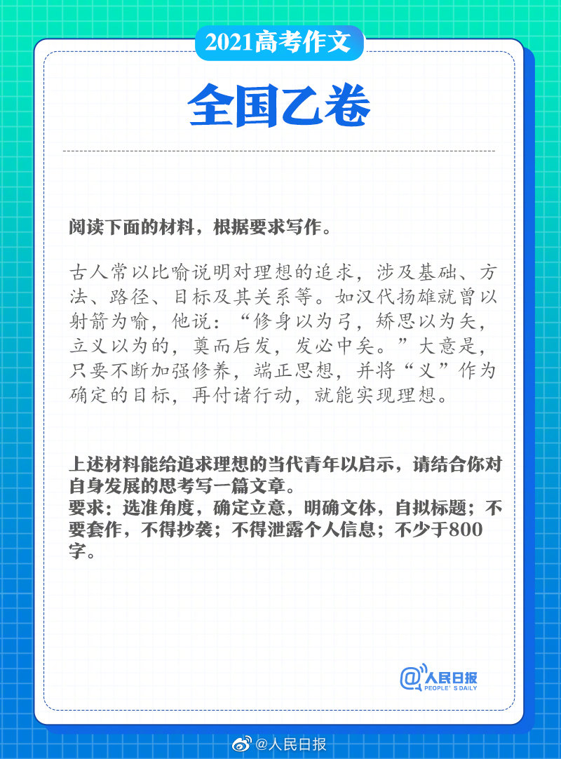 2021年江西高考作文題目公布