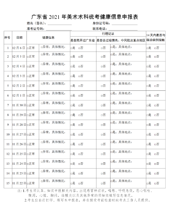 2021年廣東美術(shù)術(shù)科統(tǒng)考防疫工作指引