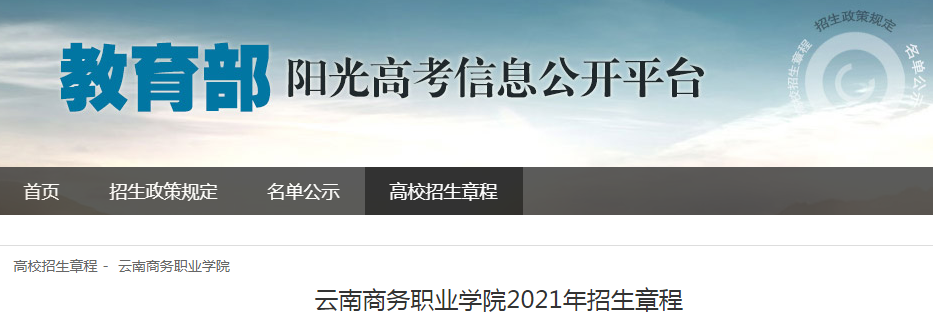 云南商務(wù)職業(yè)學(xué)院2021年招生章程