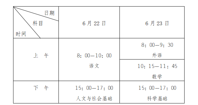 安徽省2021年普通高中學(xué)業(yè)水平考試時(shí)間安排公布