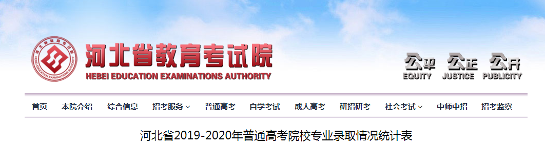 河北省教育考試院：2019-2020年河北省普通高考院校專業(yè)錄取情況統(tǒng)計表