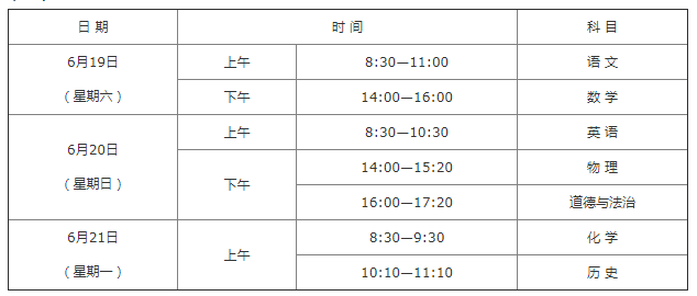 陜西中考時間2021具體時間及科目安排（6月19日至21日）