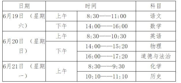 陜西渭南中考時間2021具體時間科目安排：6月19日至21日圖2