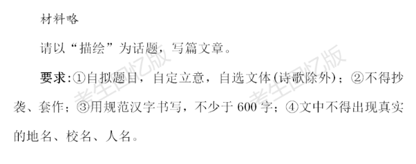 2021四川瀘州中考作文題目：描繪