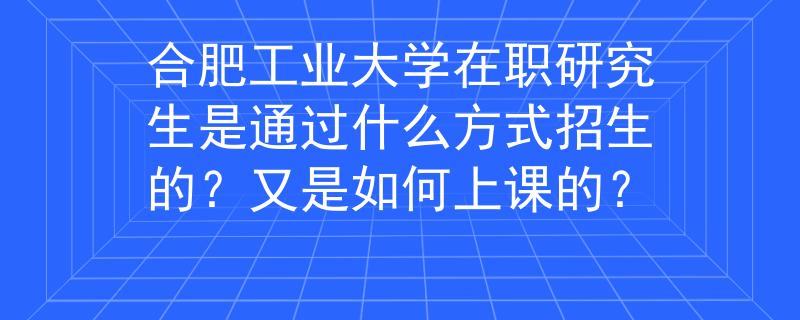合肥工業(yè)大學在職研究生是通過什么方式招生的？又是如何上課的？