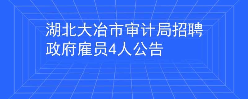 湖北大冶市審計局招聘政府雇員4人公告