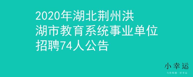 2020年湖北荊州洪湖市教育系統(tǒng)事業(yè)單位招聘74人公告