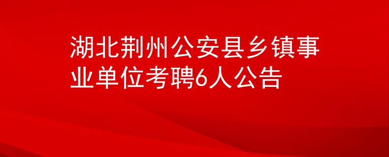 湖北荊州公安縣鄉(xiāng)鎮(zhèn)事業(yè)單位考聘6人公告