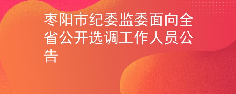 棗陽(yáng)市紀(jì)委監(jiān)委面向全省公開選調(diào)工作人員公告