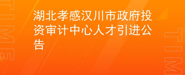 湖北孝感漢川市政府投資審計中心人才引進公告