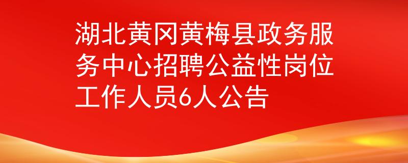 湖北黃岡黃梅縣政務(wù)服務(wù)中心招聘公益性崗位工作人員6人公告
