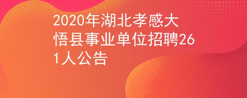 2020年湖北孝感大悟縣事業(yè)單位招聘261人公告