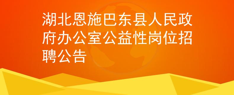 湖北恩施巴東縣人民政府辦公室公益性崗位招聘公告