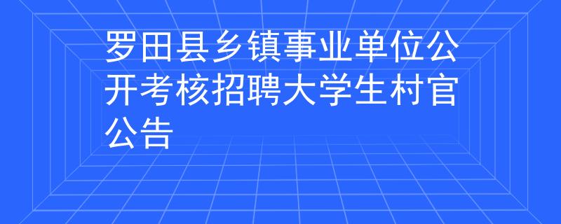 羅田縣鄉(xiāng)鎮(zhèn)事業(yè)單位公開考核招聘大學(xué)生村官公告