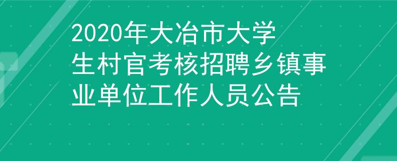 2020年大冶市大學(xué)生村官考核招聘鄉(xiāng)鎮(zhèn)事業(yè)單位工作人員公告