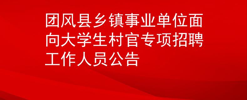 團風縣鄉(xiāng)鎮(zhèn)事業(yè)單位面向大學生村官專項招聘工作人員公告