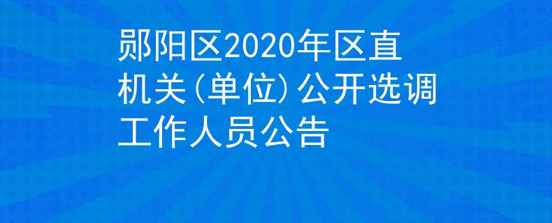 鄖陽區(qū)2020年區(qū)直機關(guān)(單位)公開選調(diào)工作人員公告