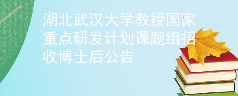 湖北武漢大學(xué)教授國家重點研發(fā)計劃課題組招收博士后公告