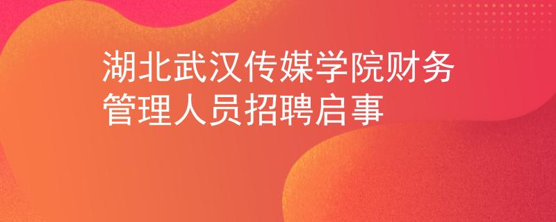 湖北武漢傳媒學(xué)院財(cái)務(wù)管理人員招聘啟事
