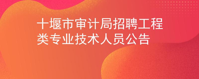 十堰市審計(jì)局招聘工程類專業(yè)技術(shù)人員公告