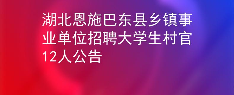 湖北恩施巴東縣鄉(xiāng)鎮(zhèn)事業(yè)單位招聘大學生村官12人公告