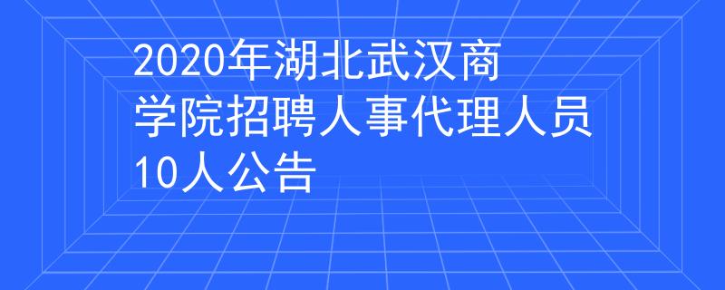 2020年湖北武漢商學院招聘人事代理人員10人公告