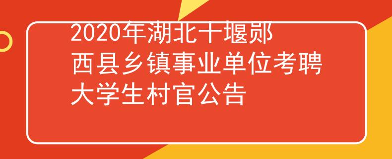 2020年湖北十堰鄖西縣鄉(xiāng)鎮(zhèn)事業(yè)單位考聘大學生村官公告