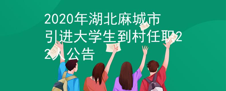 2020年湖北麻城市引進大學生到村任職22人公告