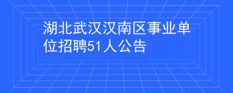 湖北武漢漢南區(qū)事業(yè)單位招聘51人公告