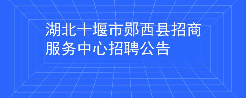 湖北十堰市鄖西縣招商服務中心招聘公告