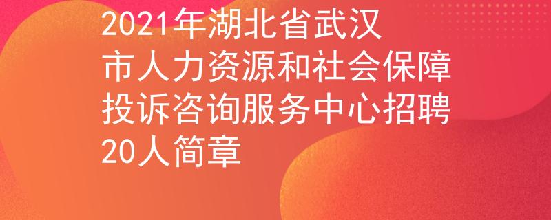 2021年湖北省武漢市人力資源和社會保障投訴咨詢服務中心招聘20人簡章