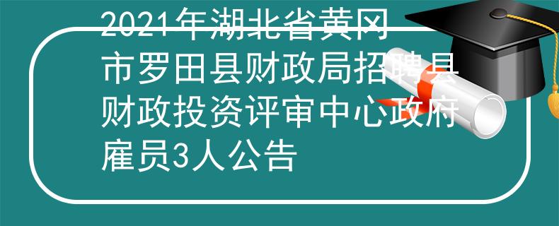 2021年湖北省黃岡市羅田縣財政局招聘縣財政投資評審中心政府雇員3人公告
