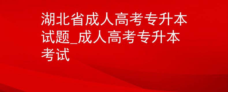 湖北省成人高考專升本試題_成人高考專升本考試