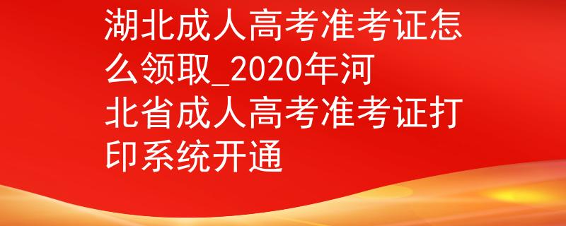 湖北成人高考準(zhǔn)考證怎么領(lǐng)取_2020年河北省成人高考準(zhǔn)考證打印系統(tǒng)開通