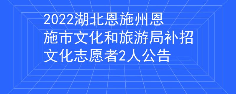 2022湖北恩施州恩施市文化和旅游局補(bǔ)招文化志愿者2人公告