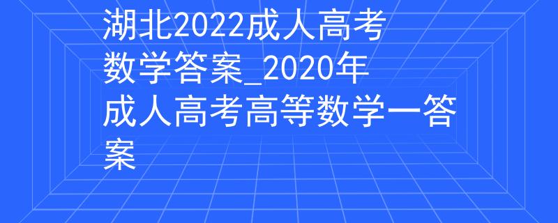 湖北2022成人高考數(shù)學(xué)答案_2020年成人高考高等數(shù)學(xué)一答案