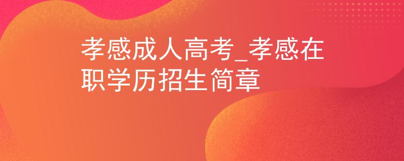 孝感成人高考_孝感在職學(xué)歷招生簡章
