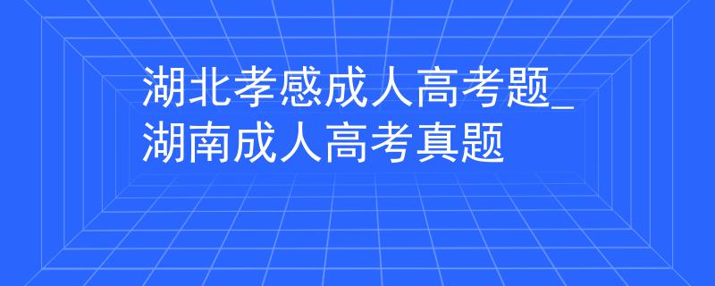 湖北孝感成人高考題_湖南成人高考真題