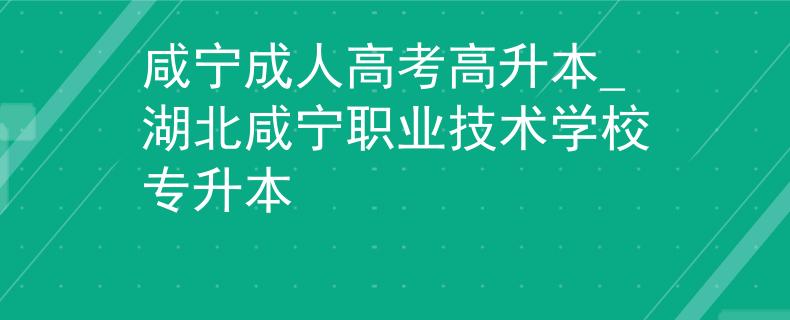 咸寧成人高考高升本_湖北咸寧職業(yè)技術(shù)學(xué)校專升本