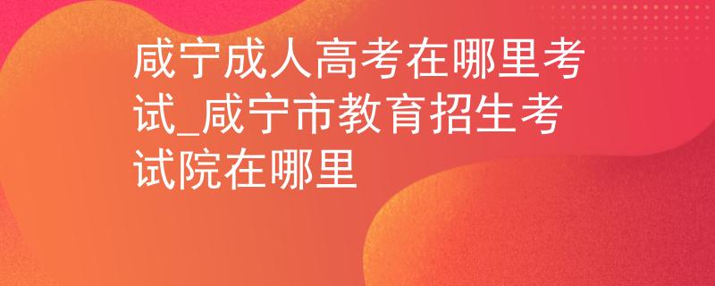 咸寧成人高考在哪里考試_咸寧市教育招生考試院在哪里