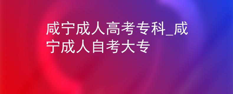 咸寧成人高考?？芲咸寧成人自考大專