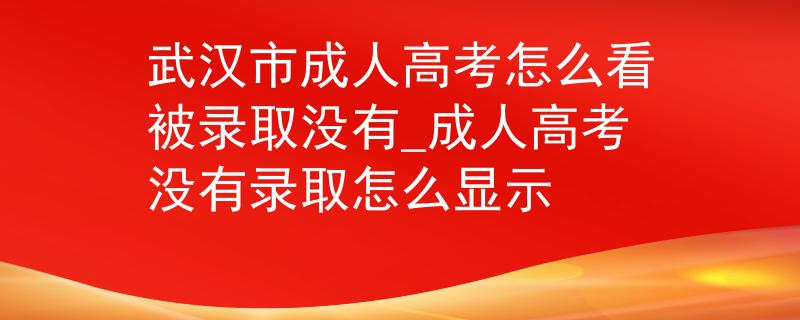 武漢市成人高考怎么看被錄取沒有_成人高考沒有錄取怎么顯示