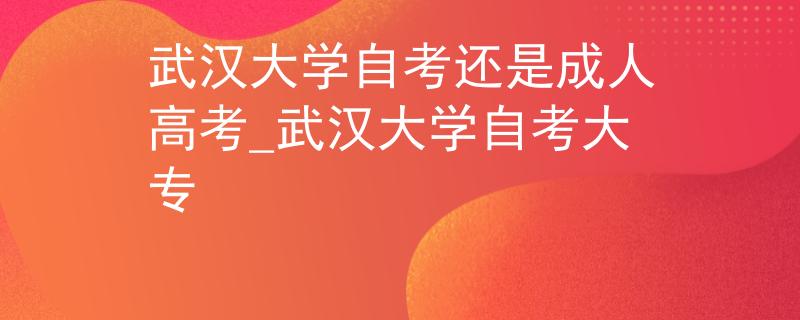 武漢大學(xué)自考還是成人高考_武漢大學(xué)自考大專