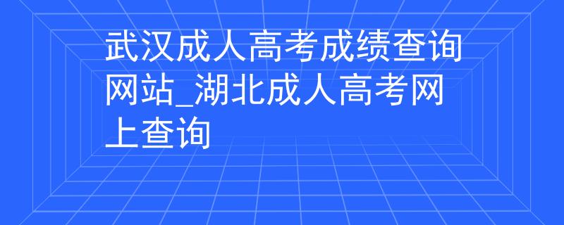 武漢成人高考成績(jī)查詢網(wǎng)站_湖北成人高考網(wǎng)上查詢
